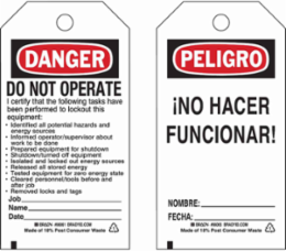DANGER Do Not Operate I Certify The Following Tasks Have Been Performed, PELIGRO No Hacer Funcionar!