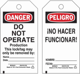 DANGER Do Not Operate Production, PELIGRO No Hacer Funcionar!