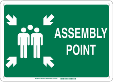 Assembly Point Sign, 18 Inch x 24 Inch x 0.06 Inch, Green on White, Polystyrene