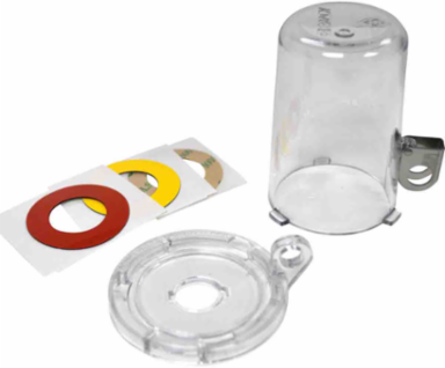 Clear Push Button Lockout, Small Base + Tall Cover, Button 16 mm