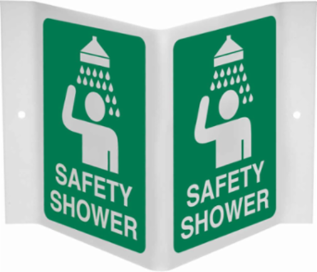 Safety Shower Sign, 12" H x 18" W x 0.055" D, Polyethylene