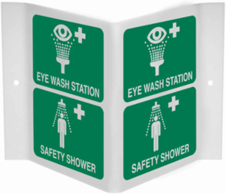 Eye Wash Station Safety Shower Sign, 12.5" H x 18" W x 0.055" D, Polyethylene