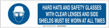 Hard Hats And Safety Glasses With Clear Lenses And Side Shields Must Be Worn Sign, Polystyrene