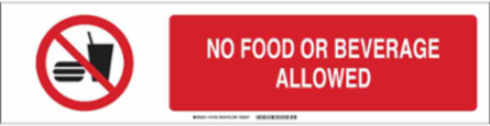 No Food Or Beverage Allowed Sign, Polystyrene