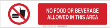 No Food Or Beverage Allowed In This Area Sign, Polystyrene
