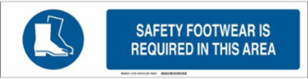 Safety Footwear Is Required In This Area Sign, 6" H x 23.875" W x 0.035" D, Aluminum