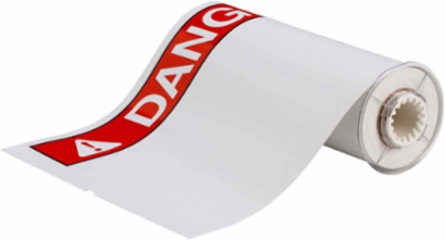 BBP85 Series ANSI DANGER Vinyl Labels, 10 Inch H x 14 Inch W, Red on White
