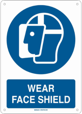 Wear Face Shield Sign, 14" H x 10" W x 0.035" D, Aluminum
