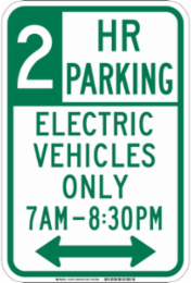 2 Hour Parking Sign, 18 Inch H x 12 Inch W, Reflective Aluminum, Center Post Mounted