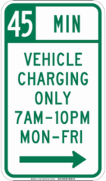 18 Inch x 12 Inch Vehicle Charging Sign, Reflective Aluminum, Right Arrow