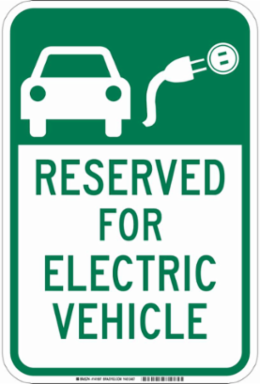 Reserved For Electric Vehicle Sign, 18" H x 12" W x 0.035" D, Aluminum