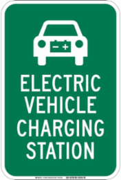 Electric Vehicle Charging Station Sign, 18" H x 12" W x 0.035" D, Aluminum, White on Green