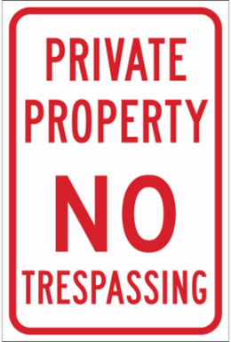 Private Property No Trespassing Sign, 18" H x 12" W x 0.090" D