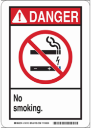 DANGER No Smoking. Sign, 14" H x 10" W x 0.035" D, Aluminum