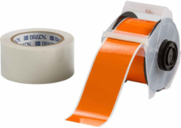 GlobalMark Series ToughStripe Polyester Floor Marking Labels, 2.25" W x 100' L, Kit of 2 Rolls, Orange