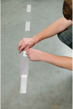 ToughStripe® Floor Marking Tape Dashes - Polyester, Solid Color, White, 2" x 8"