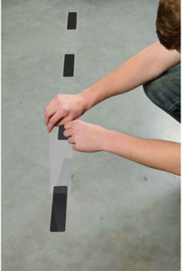 ToughStripe® Floor Marking Tape Dashes - Polyester, Solid Color, Black, 2" x 8"