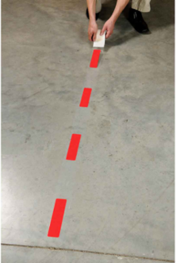 ToughStripe® Floor Marking Tape Dashes - Polyester, Solid Color, Red, 2" x 8"
