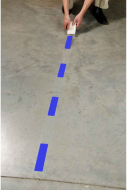 ToughStripe® Floor Marking Tape Dashes - Polyester, Solid Color, Black, 2" x 8"