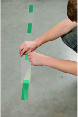 ToughStripe® Floor Marking Tape Dashes - Polyester, Solid Color, Green, 2" x 8"