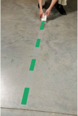 ToughStripe® Floor Marking Tape Dashes - Polyester, Solid Color, Green, 2" x 8"
