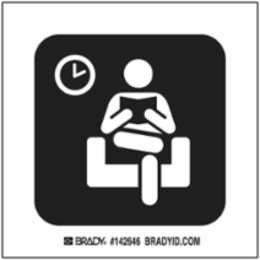 Waiting Area Sign, 8" H x 8" W x 0.006" D, Polyester