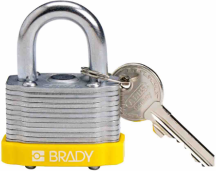 Key Retaining Steel Padlock - 5-Pin Cylinder, 1.7" W x 1.1" H, 0.75" Shackle Clearance