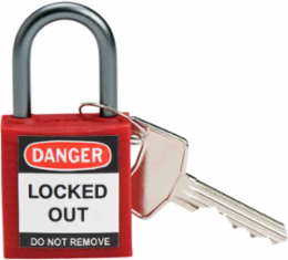 Nonconductive Compact Nylon Padlock - 1 in Shackle, 5-Pin Cylinder, Red