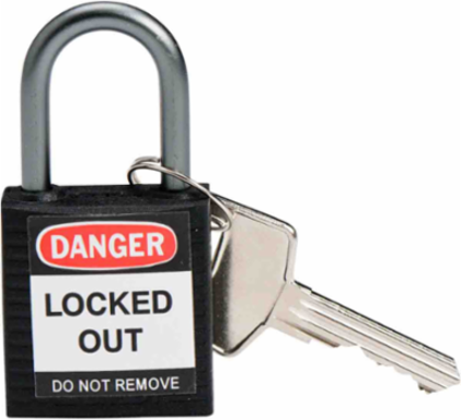 Nonconductive Nylon Padlock - 1 in Shackle Clearance, 5-Pin Cylinder, Compact Design