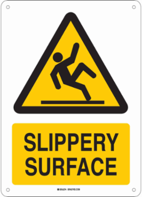 Slippery Surface Sign, 14" H x 10" W x 0.035" D, Aluminum