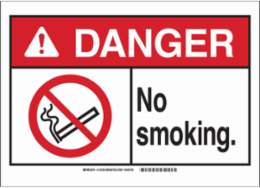 DANGER No Smoking. Sign, 10" H x 14" W x 0.006" D, Polyester