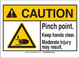 CAUTION Pinch Point Safety Sign, 3.5 Inch H x 5 Inch W, Polyester, Self-Adhesive