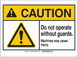 Caution Sign, 3.5 Inch H x 5 Inch W, Polyester, Permanent Adhesive