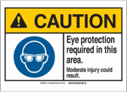 CAUTION Eye Protection Required Sign, 7 Inch x 10 Inch, Polyester, Abrasion-Resistant