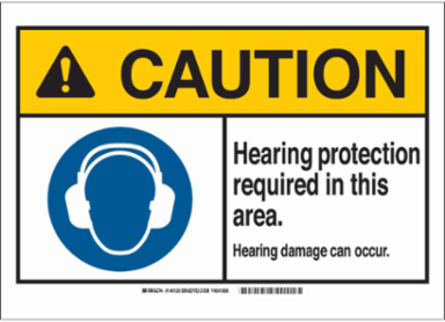 CAUTION Hearing Protection Required Sign, 10 Inch x 14 Inch, Polyester, Non-Reflective