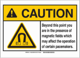 CAUTION Magnetic Fields Sign, 10 Inch H x 14 Inch W, Polystyrene, Outdoor Use