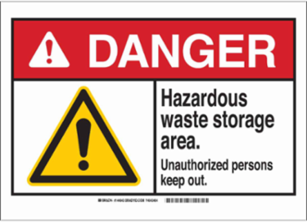 DANGER Hazardous Waste Storage Area. Unauthorized Persons Keep Out. Sign, 10" H x 14" W x 0.006" D, Polyester