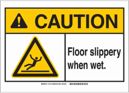 Caution Sign, 10 Inch H x 14 Inch W x 0.06 Inch D, Polystyrene, Black/Yellow