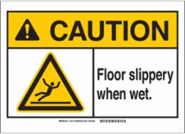 Caution Sign, 10 Inch H x 14 Inch W x 0.06 Inch D, Polystyrene, Black/Yellow
