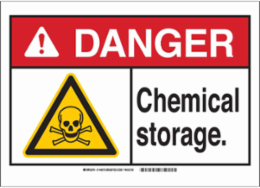 DANGER Chemical Storage. Sign, 10" H x 14" W x 0.035" D, Aluminum
