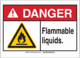 DANGER Flammable Liquids. Sign, 7" H x 10" W x 0.006" D, Polyester
