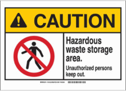 Caution Hazardous Waste Storage Sign, 10 Inch H x 14 Inch W, Aluminum