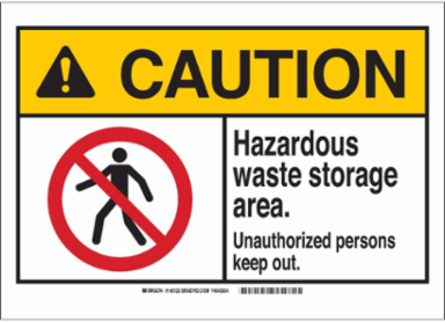 Caution Hazardous Waste Storage Area Sign, 7 Inch H x 10 Inch W, Polystyrene
