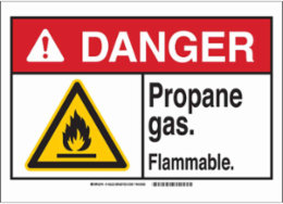DANGER Propane Gas. Flammable. Sign, 10" H x 14" W x 0.1" D, Fiberglass