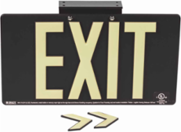 BradyGlo Exit Sign, Black, 9.5 Inch H x 17.25 Inch W, Glow in the Dark, UL 924 Certified