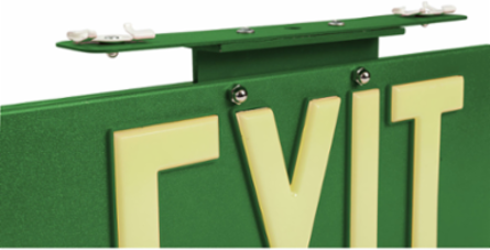BradyGlo Exit Sign, Green, 9.5 Inch H x 17.25 Inch W, Double Sided, Ceiling Mounted
