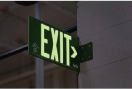 BradyGlo Exit Sign, Green, 8.75 Inch H x 15.75 Inch W, Single Sided, UL Listed