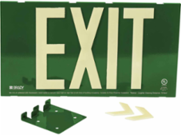 BradyGlo Exit Sign, Green, 8.75 Inch H x 15.75 Inch W, Single Sided, UL Listed