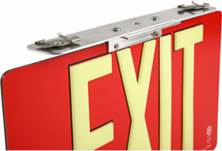 BradyGlo Exit Sign, Red, 8.5 Inch H x 15.5 Inch W, Ceiling Mounted, UL 924 Compliant