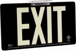 BradyGlo Exit Sign, Black, 8.5 Inch H x 15.5 Inch W, Double Sided, Composite Aluminum